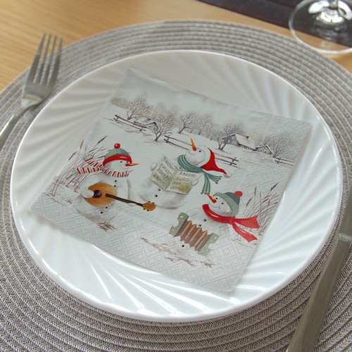 20 Servietten Musical Snowmen - Band aus Schneemänner 33x33cm