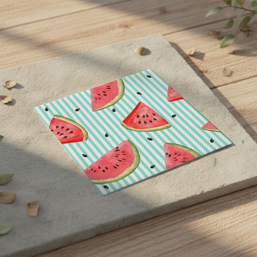20 Servietten Melon lines - Melonen auf Streifen 33x33cm