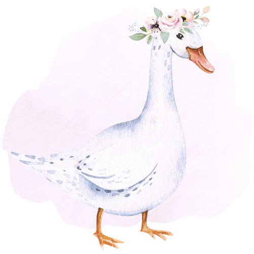 20 Servietten Cute Goose - Gans mit Blumenkranz 33x33cm