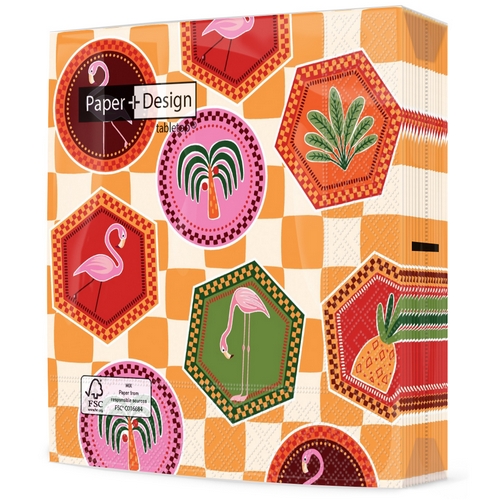 20 Servietten Cabana mix - Tropischer Mix auf Quadrate 33x33cm