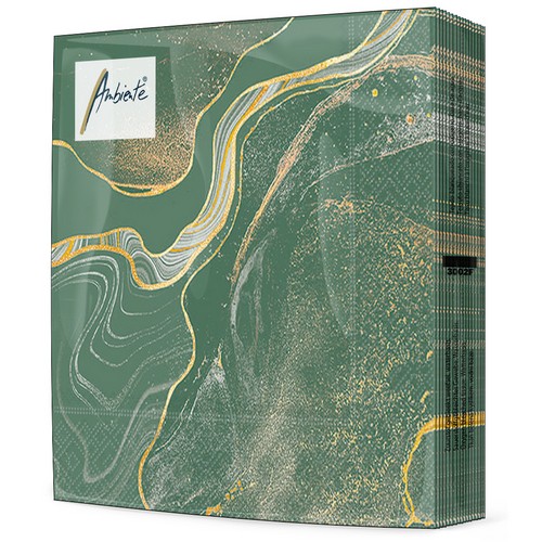 20 Servietten Marble sage - Marmor grün-gold 33x33cm