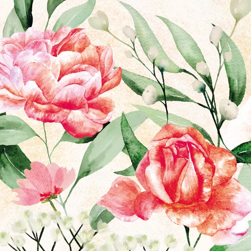 20 Servietten Rose Symphonie - Symphonie von Rosen 33x33cm