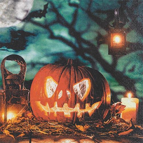 20 Servietten Halloween! - Gruseliger Kürbis 33x33cm