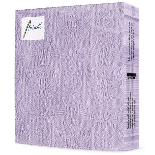 15 geprägte Servietten Elegance lavender 33x33cm