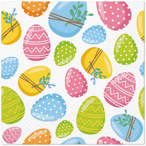 20 Servietten Easter Eggs - Farbenprächtige Ostereier 33x33cm