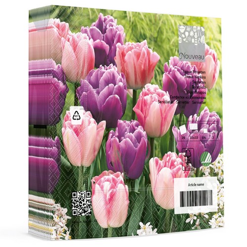 20 Servietten Tulip Field - Tulpen in rosa und lila 33x33cm