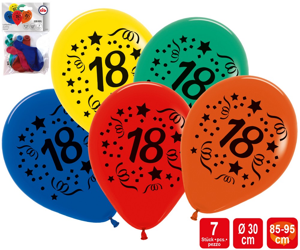 Luftballon 18 7 Stück, bunt sortiert ca. 30cm