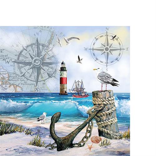 20 kleine Cocktailservietten Anchorage - Momente am Meer 25x25cm