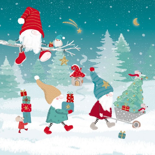 20 Servietten In the House - Gnome bereiten Weihnachten vor 33x33cm