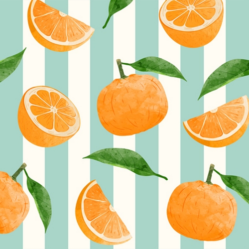 20 Servietten Capri - Frische Orangen auf Streifen 33x33cm