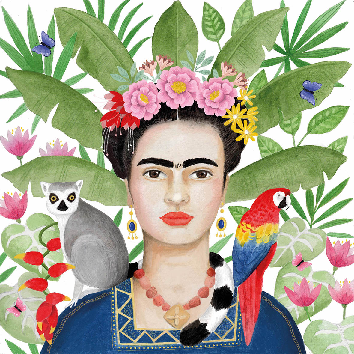 20 Servietten Coyoacán - Frau mit exotischen Tieren 33x33cm