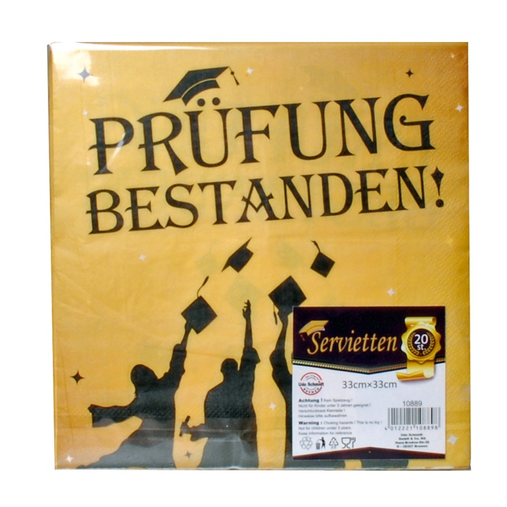 20 Servietten Prüfung bestanden - Erfolgreiche Prüfung 33x33cm