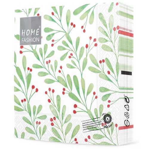 20 Servietten Berries with Foliage - Beeren an einfachen Blättern 33x33cm