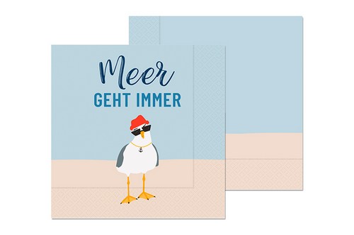20 Servietten Möwe - Meer mit cooler Möwe 33x33cm