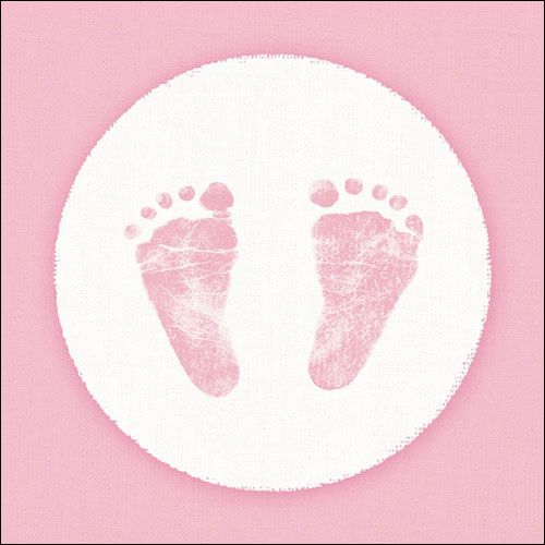 20 Servietten Baby Steps Girl - Fußabdrücke Baby rosa 33x33cm