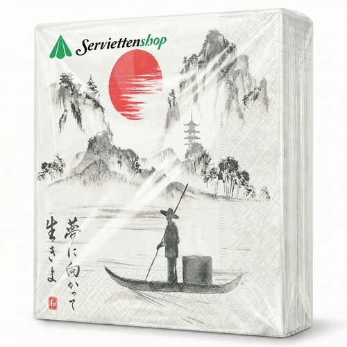 20 Servietten Japanese Boat - Japanischer Bootsfahrer 33x33cm