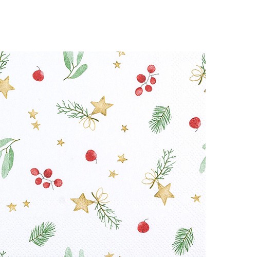 20 kleine Cocktailservietten Wonderful Christmas - Einfache Winterelemente 25x25cm