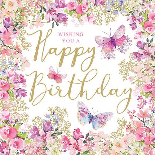 20 Servietten Happy Birthday Wishes - Geburtstag voller Blumen 33x33cm