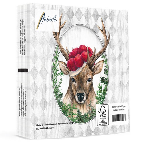 20 Servietten Deer in Frame - Schwarzwald-Hirsch im Rahmen 33x33cm