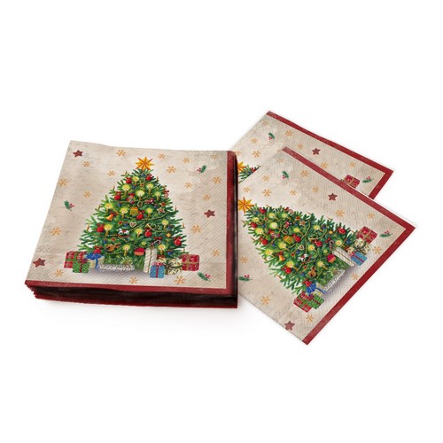 20 Servietten Festive Tree - Glanzvoller Weihnachtsbaum 33x33cm