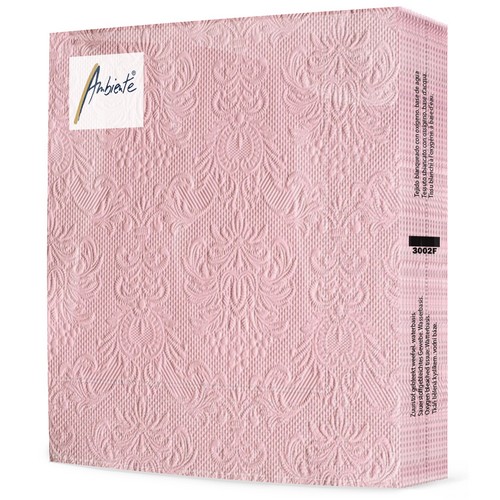 15 geprägte Servietten Elegance pastel rose 33x33cm