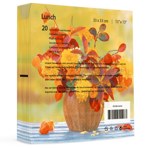 20 Servietten Autumn whisper - Herbstbouquet auf Tisch 33x33cm