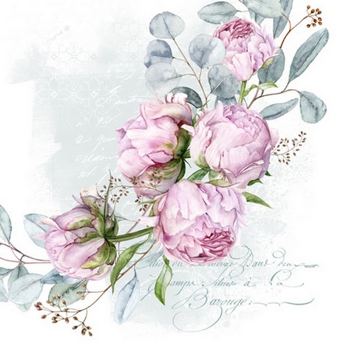 20 Servietten Emilia - Strang an Pfingstrosen Vintage 33x33cm