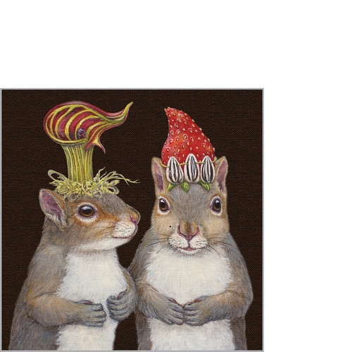 20 kleine Cocktailservietten Sam & Kris - Künstlerische Eichhörnchen 25x25cm