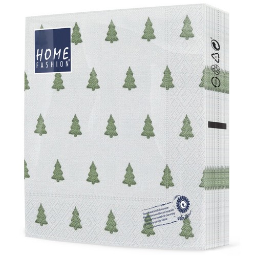 20 Servietten Linen Trees green - Mini-Bäume grün 33x33cm