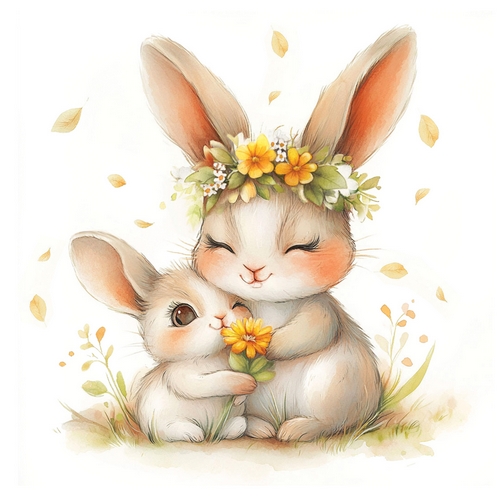 20 Servietten Lovely Spring Families - Fröhliche Frühlingstiere 33x33cm