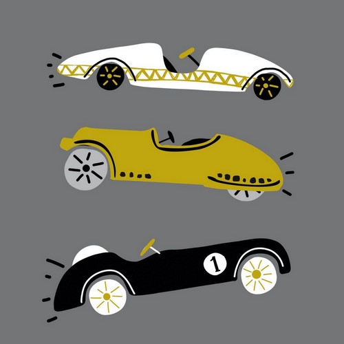 20 Servietten Capisco Cars - Rennwagen auf grau 33x33cm