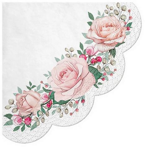 12 Servietten rund Gorgeous Roses - Wunderschöne Rosen Ø32cm