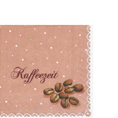 20 kleine Cocktailservietten Kaffeezeit brown - mit Kaffeebohnen 25x25cm
