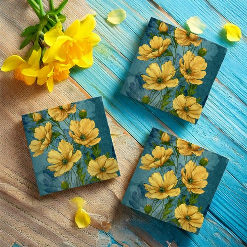 20 Servietten Elegant yellow Flowers - Elegante gelbe Blumen 33x33cm