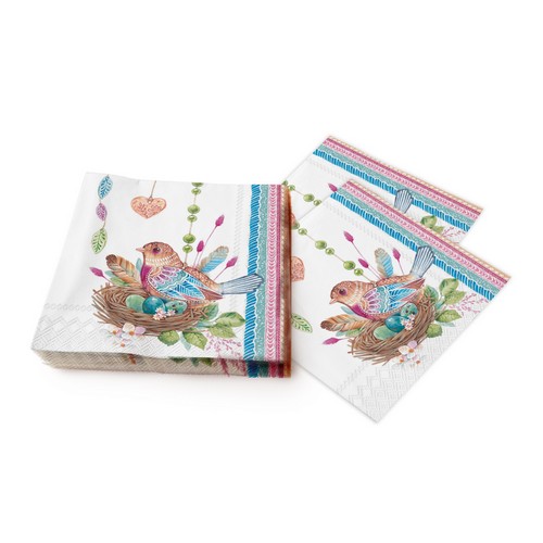 20 Servietten Easter Delights - Vögel im Osternest 33x33cm