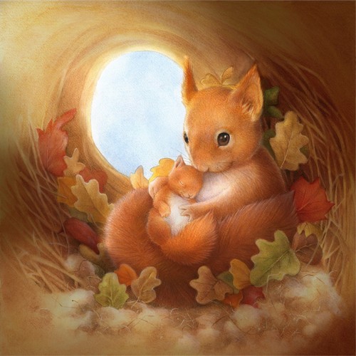 20 Servietten Squirrel Family - Familie Eichhörnchen 33x33cm