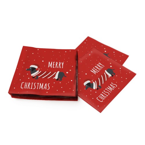 20 Servietten Dachshund - Dackel um Merry Christmas 33x33cm