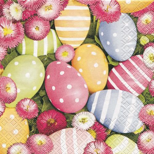20 Servietten Easterflair Bellis - Ostereier & Gänseblümchen 33x33cm