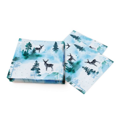 20 Servietten Frosty deer - Hirsch-Silhouetten im Wald 33x33cm