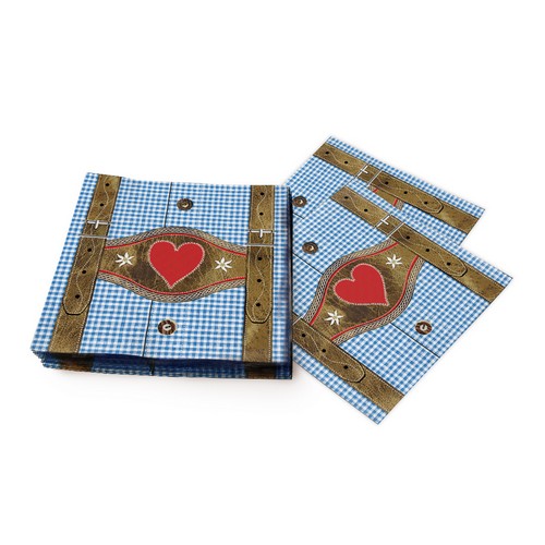 20 Servietten Lederhosen blue - Lederhosen und Hemd blau 33x33cm