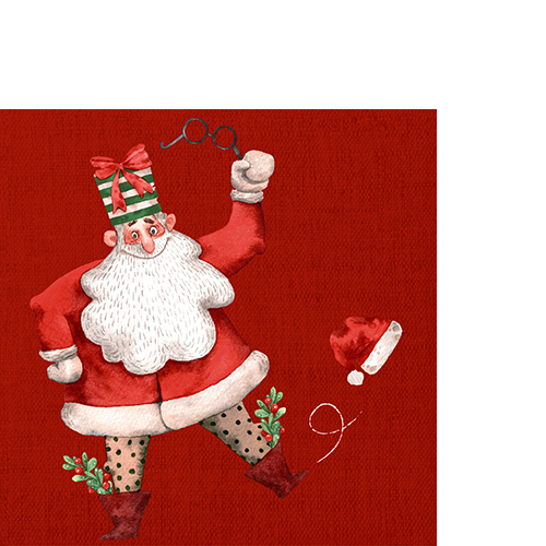 20 kleine Cocktailservietten Goofy Santa - Tollpatschiger Weihnachtsmann 25x25cm