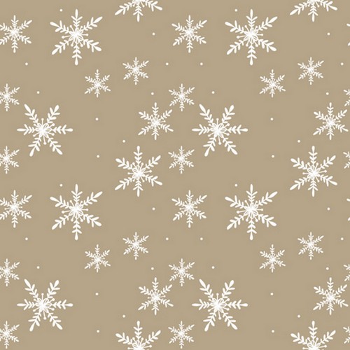 20 Servietten Snöflingör taupe - Weiße Schneekristalle auf taupe 33x33cm