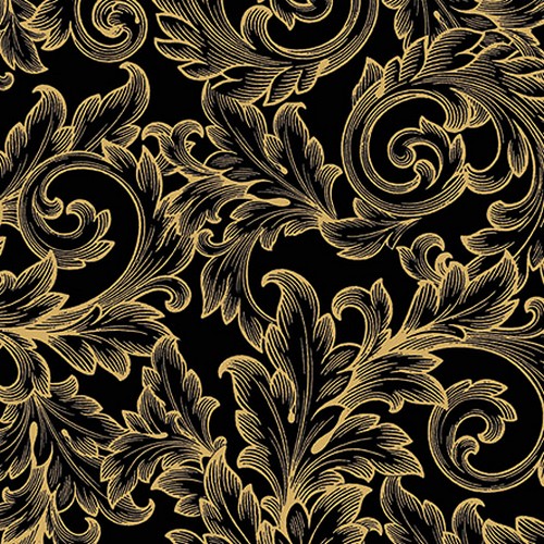 20 Servietten Baroque gold/black - Barockschwingen gold-schwarz 33x33cm