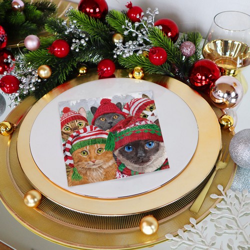 20 Servietten Cat Usie - Katzenwelt in Winterkleidung 33x33cm