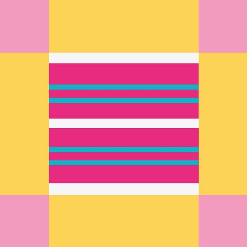 20 Servietten Blockscape pink - Blockmuster gelb-rosa 33x33cm