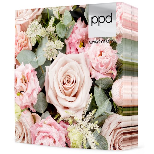 20 Servietten Romantic - Natürliches Rosenbouquet 33x33cm