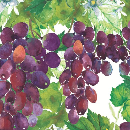 20 Servietten Vineyard elegance - Schön gemalte Weintrauben 33x33cm