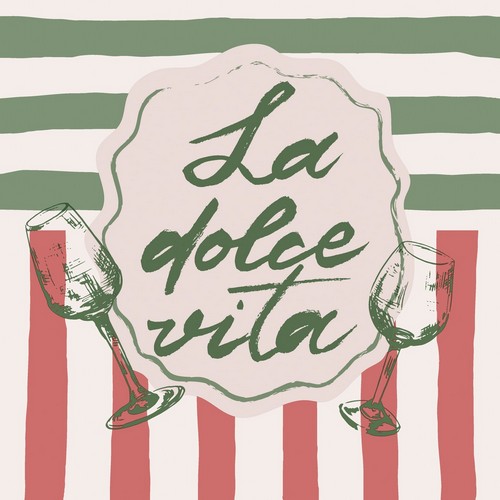 20 Servietten La dolce vita - La dolce Vita auf Streifen 33x33cm