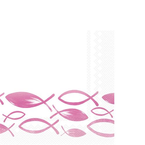 20 kleine Cocktailservietten Joyful Fish pink - Festlicher Schwarm Fische pink 33x33cm