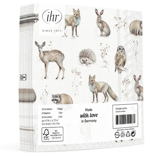 20 Servietten Woodland Life - Naturnahe Waldtiere 33x33cm